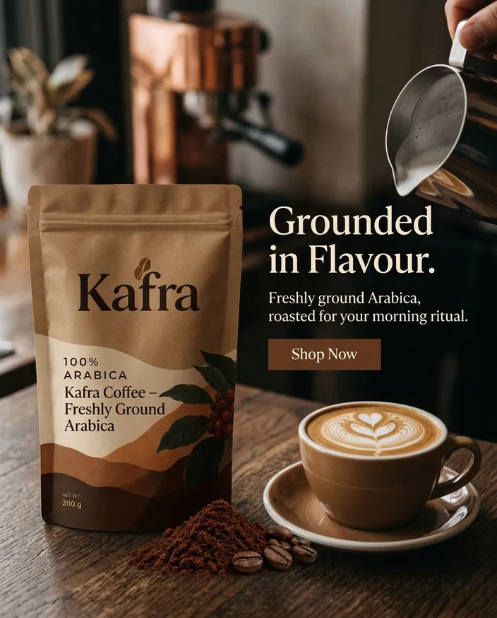 Predis.ai 3:4 ad for Kafra coffee