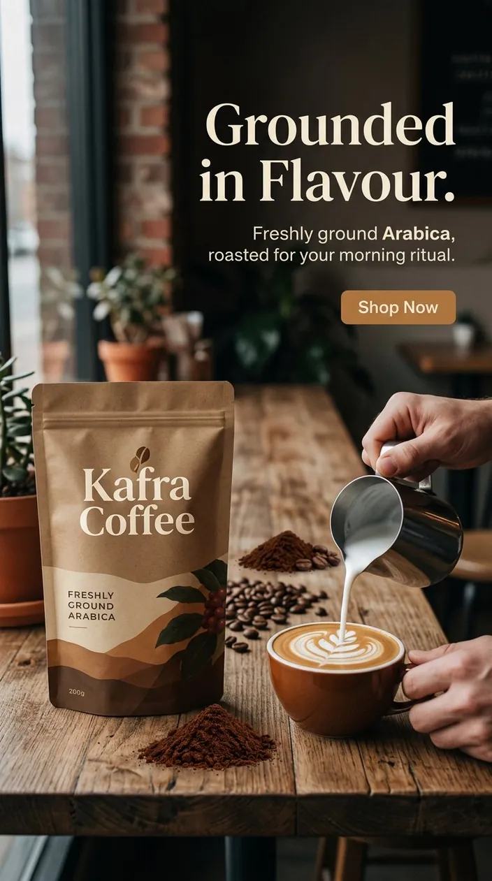 Predis.ai 9:16 ad for Kafra coffee