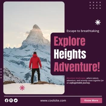Facebook post template for a mountain hiking trip