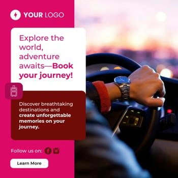 Facebook post template for a road trip booking offer