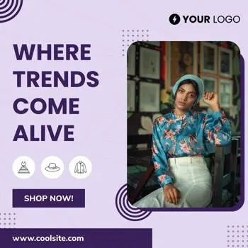 Modelo de anúncio em carrossel do Facebook para promoção de loja de moda