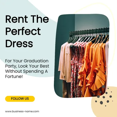 Facebook post template for a dress rental service
