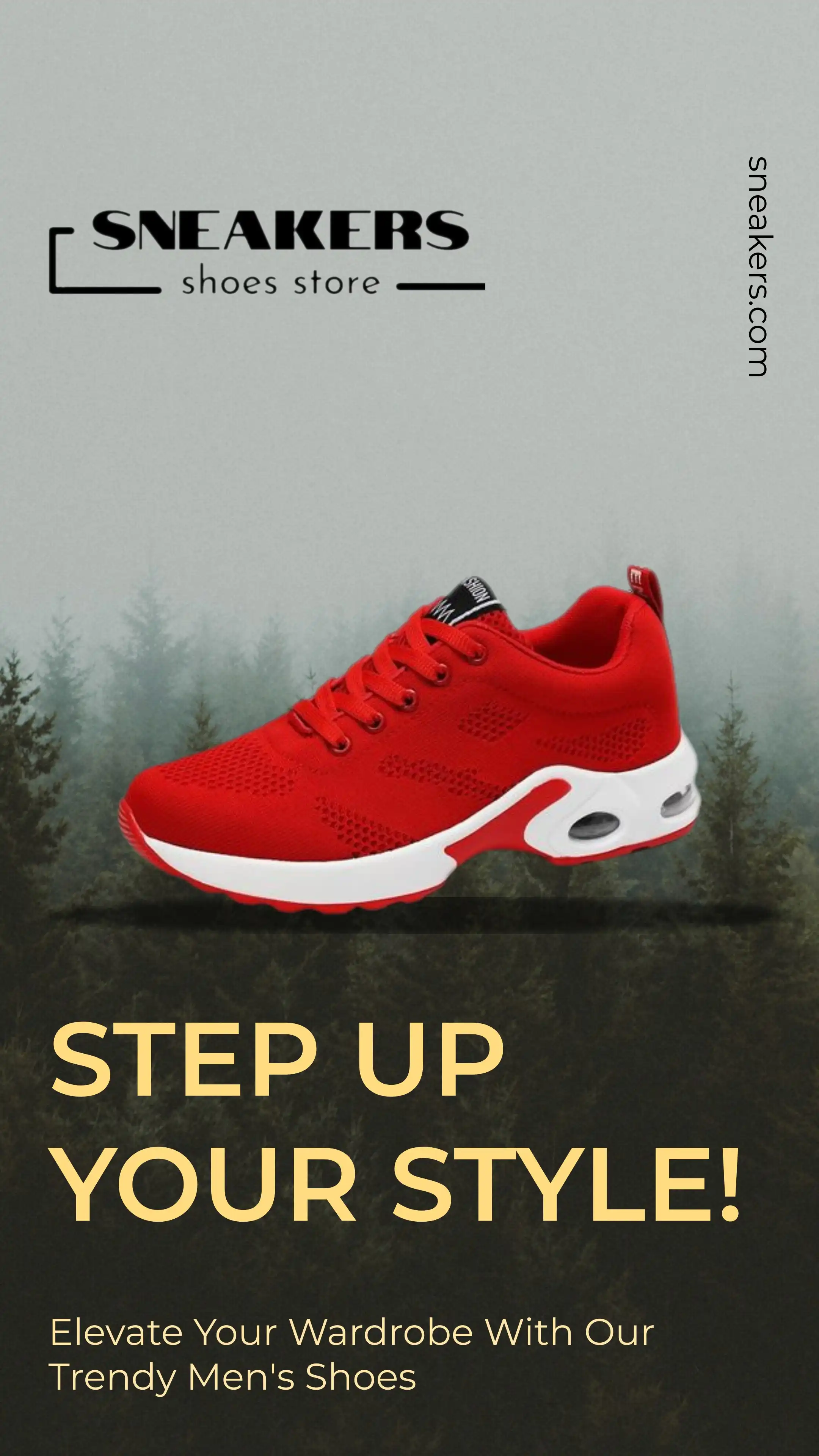 Plantilla de anuncio de Pinterest para la promoción de una tienda de zapatillas