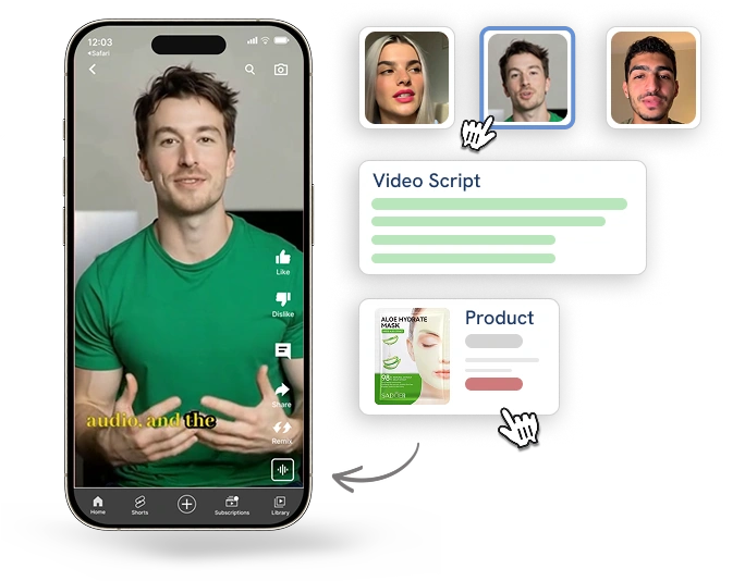 Go from script to finished UGC video in minutes