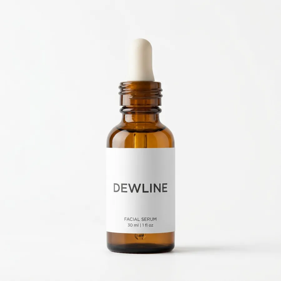 A plain product photo of a Dewline serum bottle on white