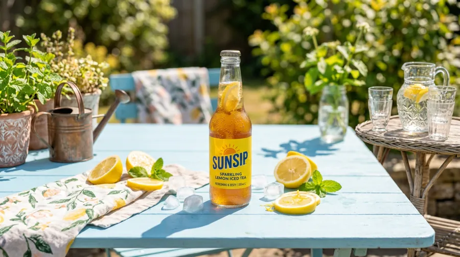 The same iced tea scene as a 16:9 landscape