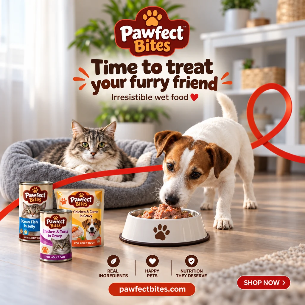 Pawfect Bites wet food static ad: Time to treat your furry friend