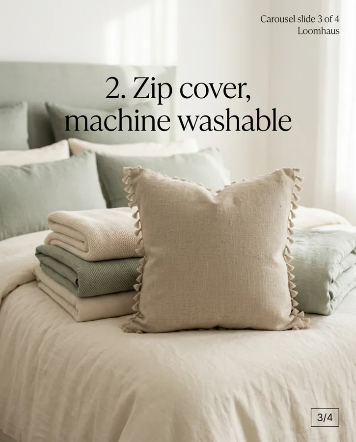 Carousel slide 3: zip cover, machine washable