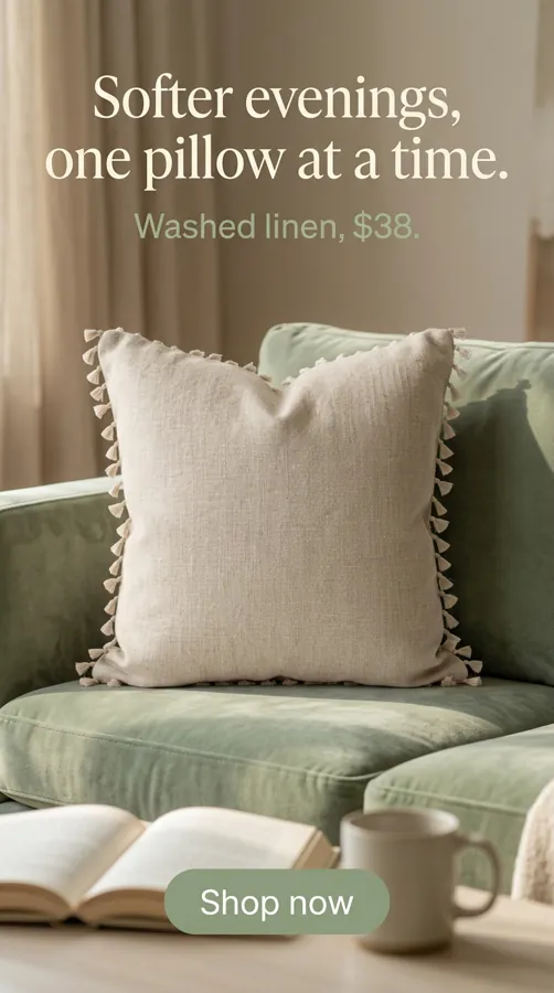9:16 static ad for the linen pillow