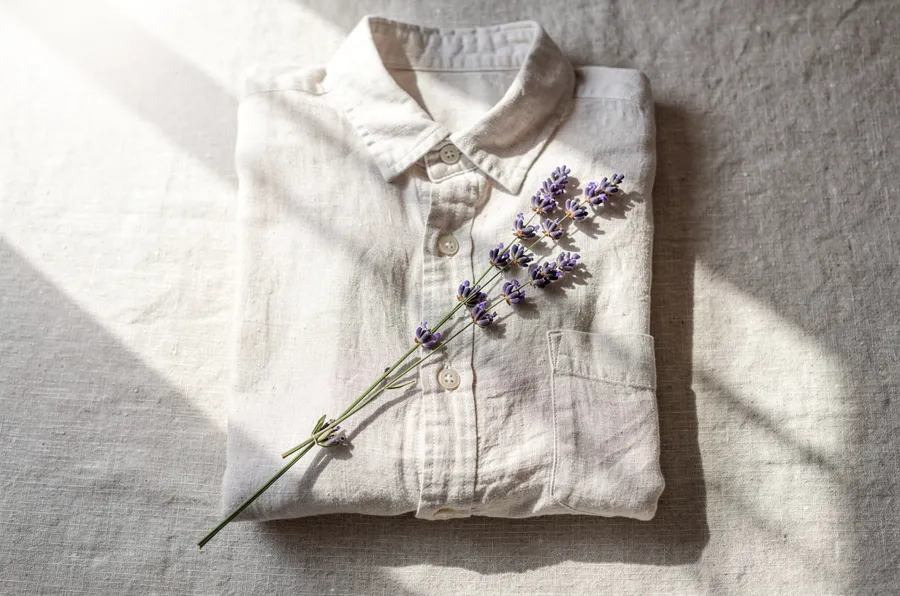 Final from FLUX.2 [max]: the linen shirt flat-lay in soft window light