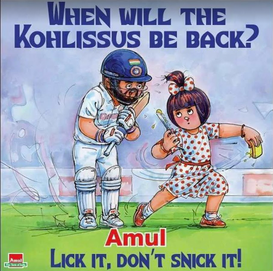 Amul joining Instagram trends and discussions about Virat Kohli