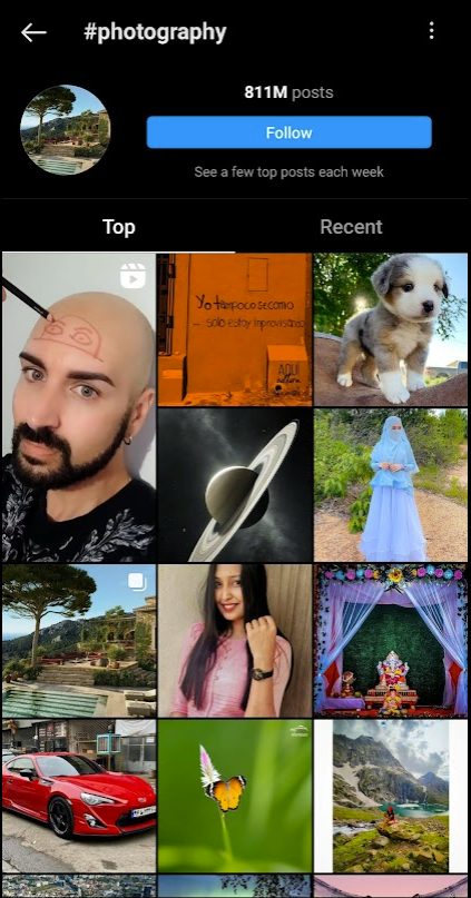 instagram hashtag page