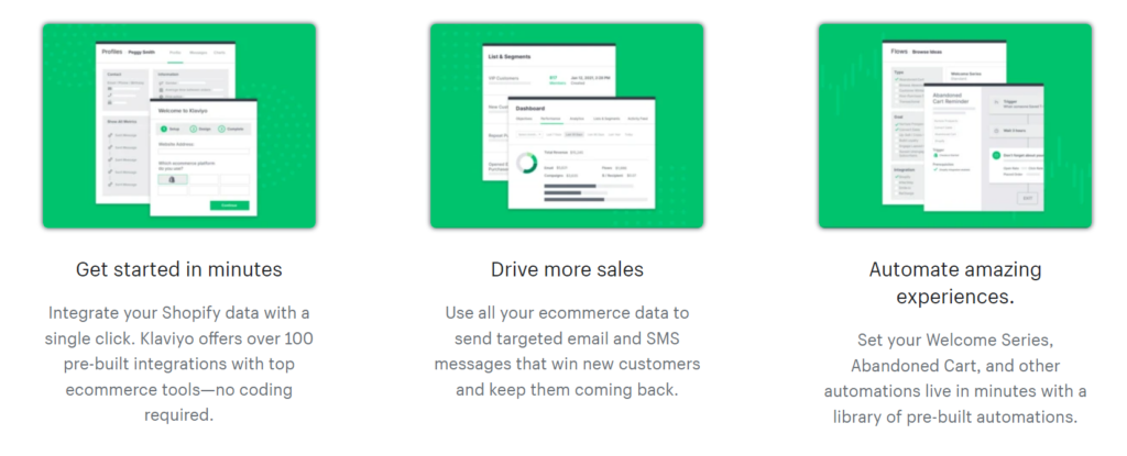 klaviyo features on shopify app store 
