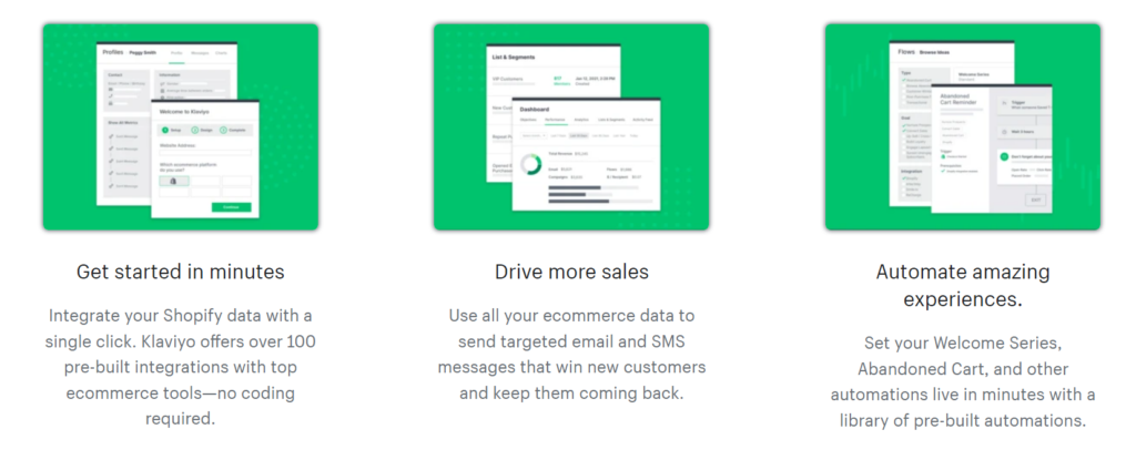 klaviyo features on shopify app store