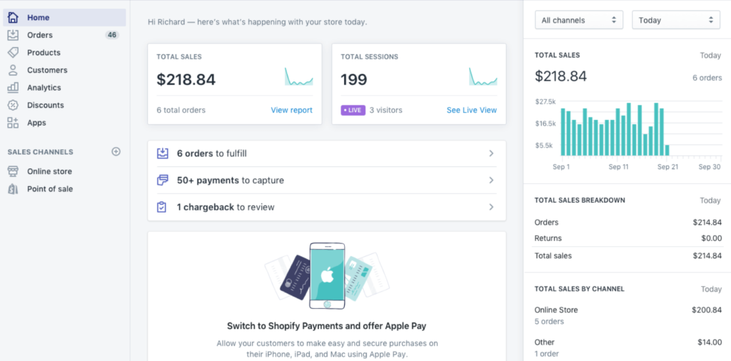 shopify interface looks more modern than bigcommerce