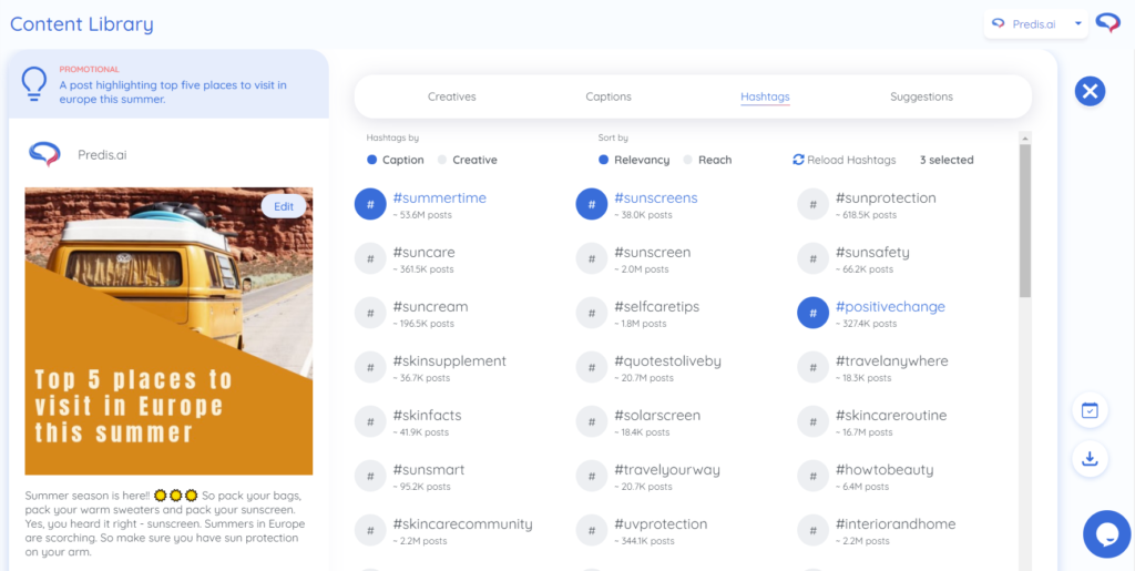 selecting hashtags for your post
