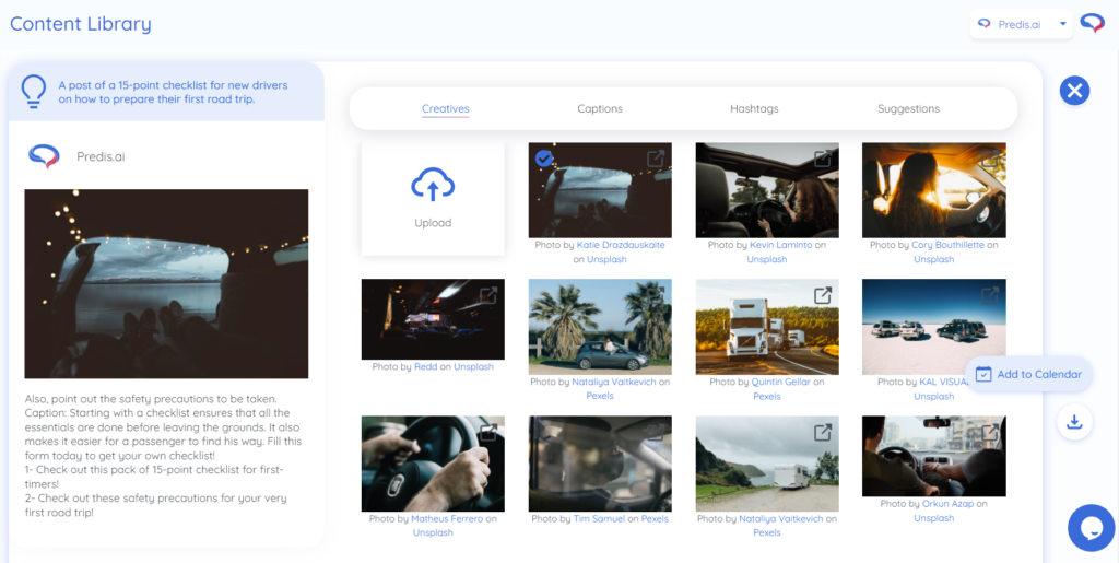 editing a post on predis.ai
