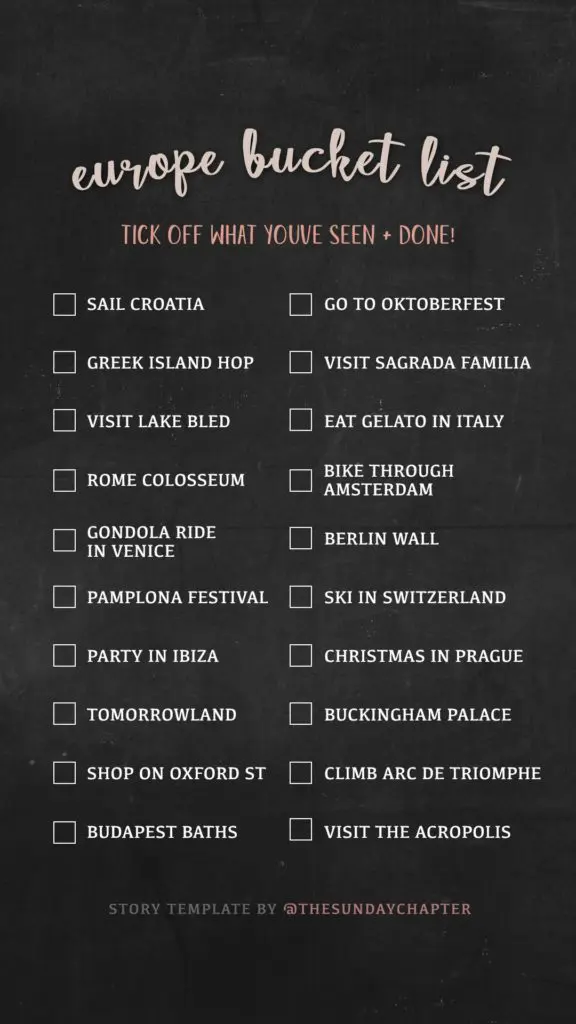 Europe Travel Bucket List