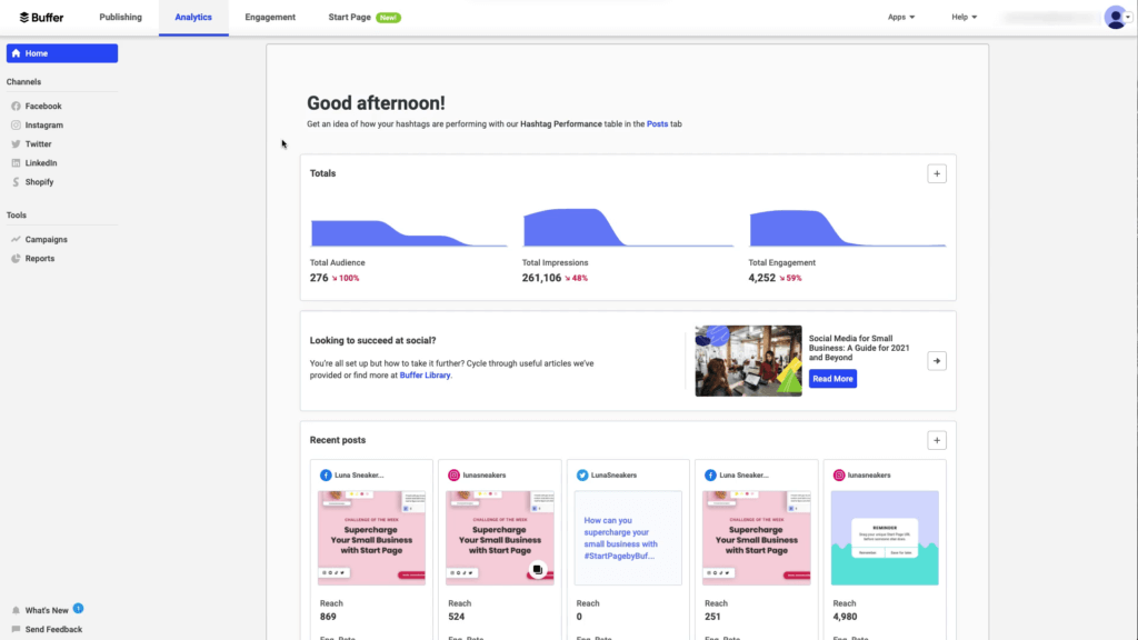 Planoly vs Buffer #4. Reports and Analytics