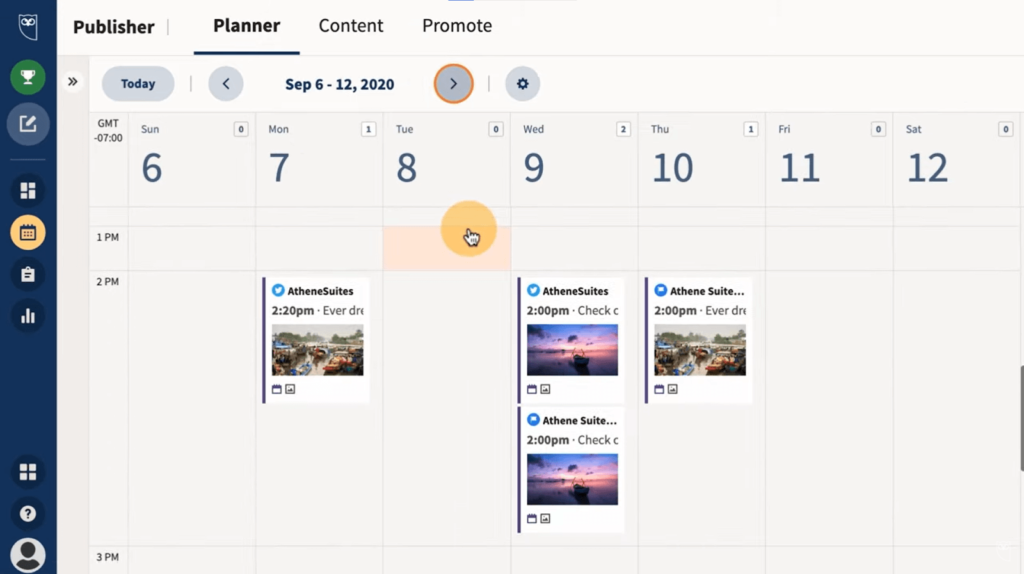 Planoly vs Hootsuite #6. Zobrazení kalendáře