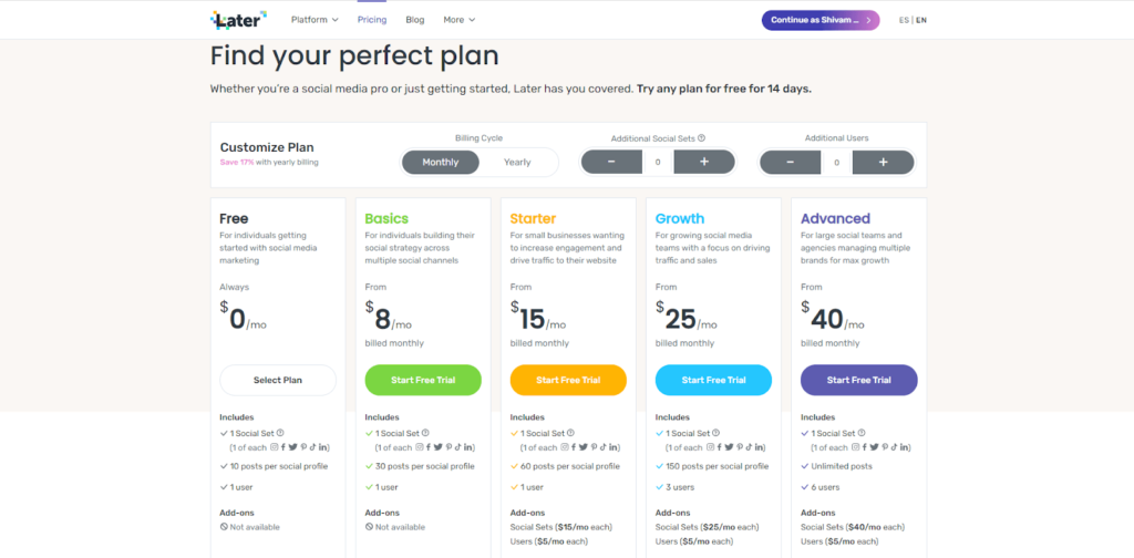 later pricing plans