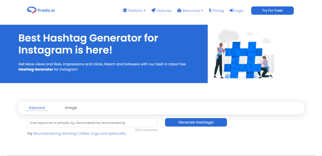 predis.ai hashtag generator