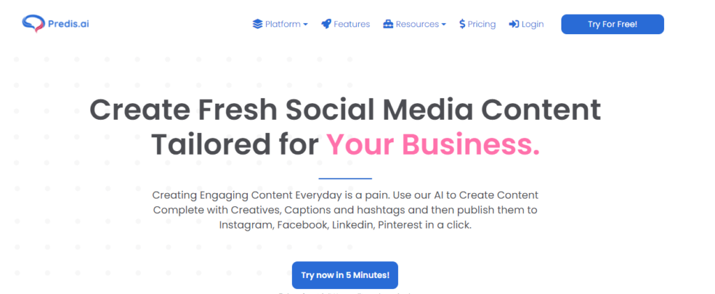 Predis.ai content generation tool