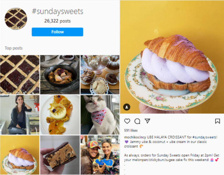 Example for Sunday trending hashtags