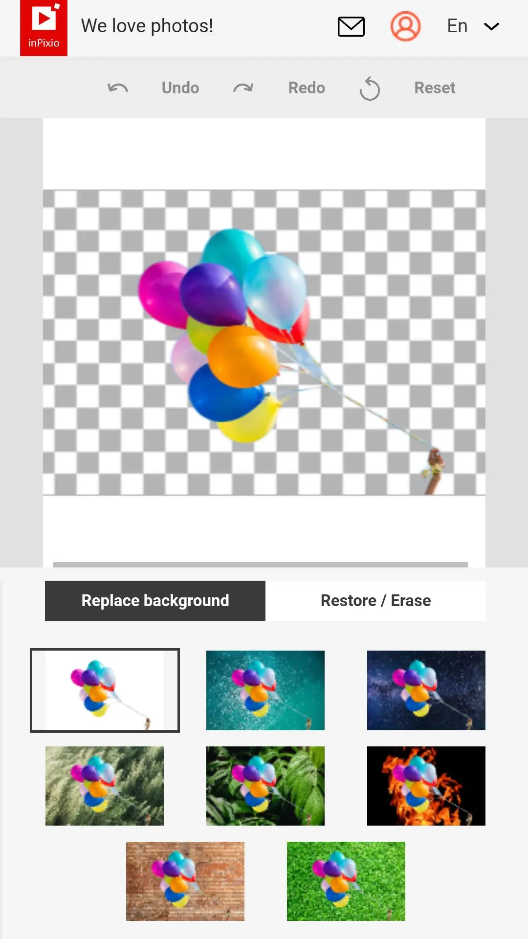 Inpixio tool to remove background