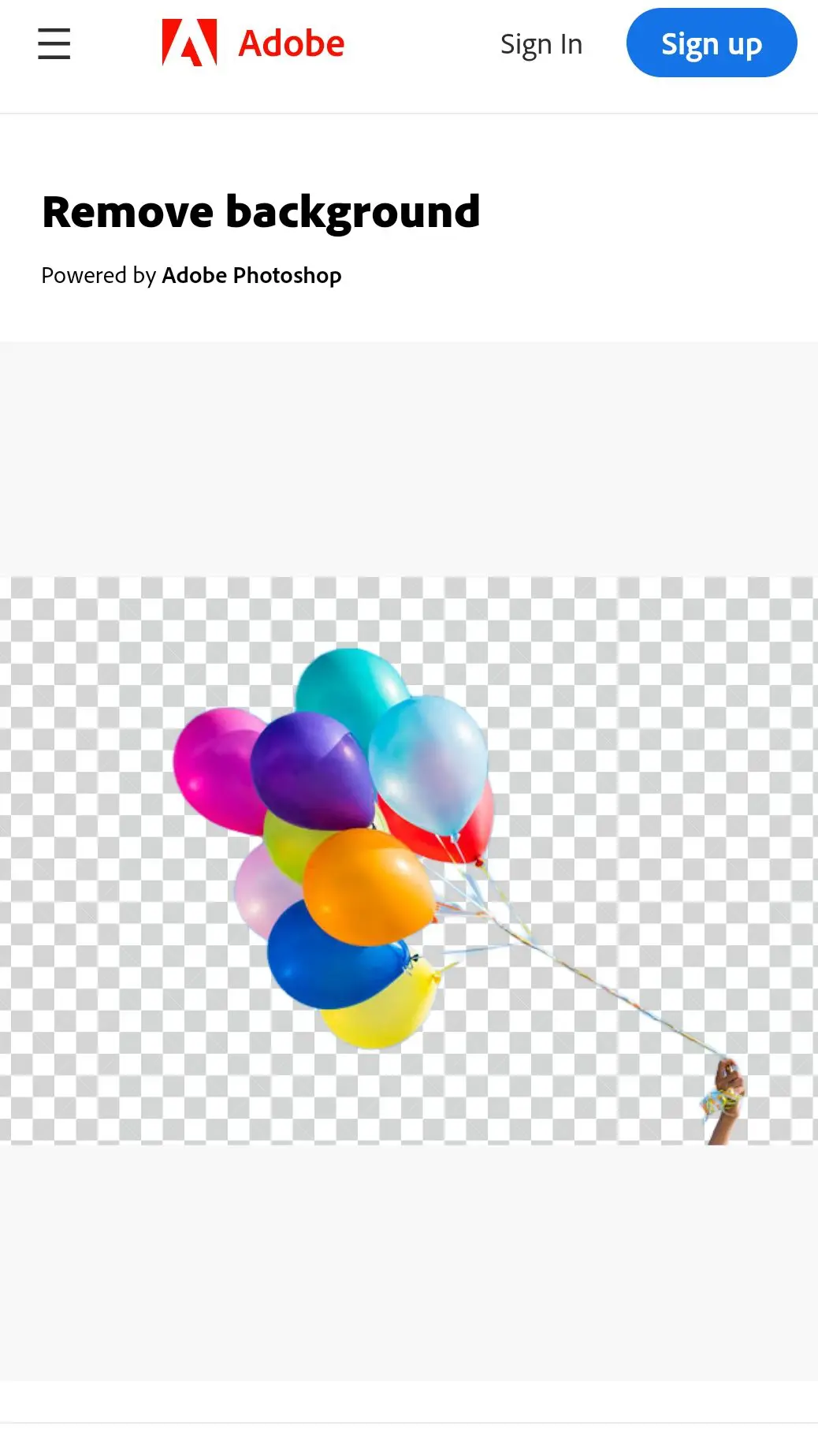 Adobe online background remover tool