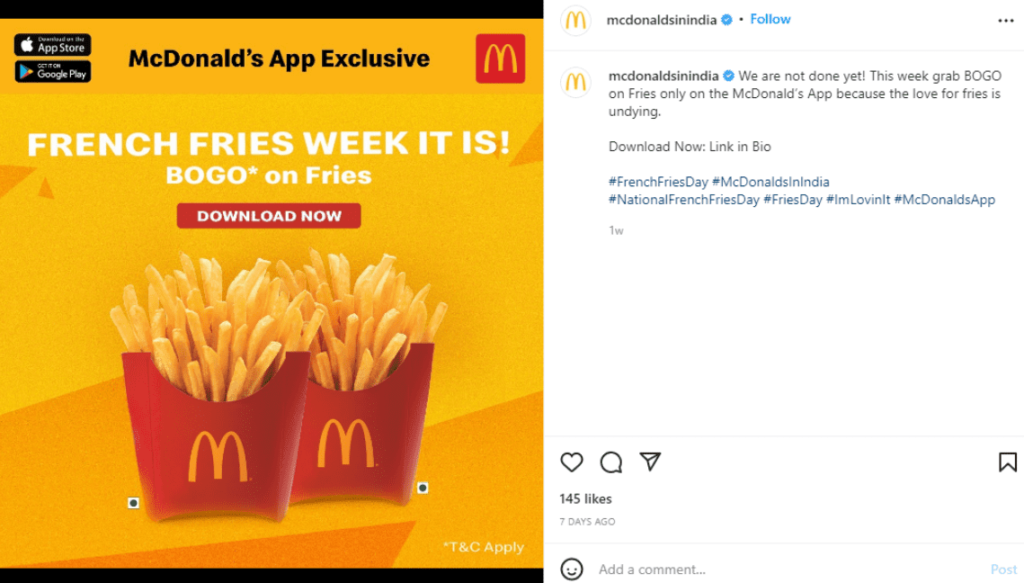 Hashtag de la marca McDonalds