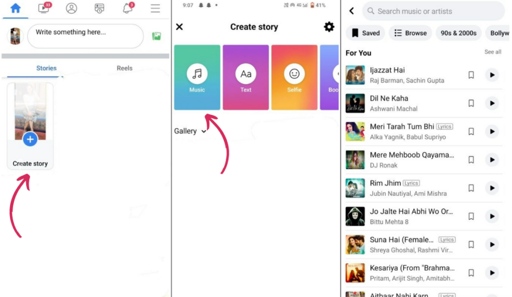 How to add music to Facebook story?