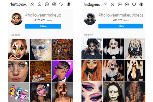 Halloween Make-up postt Iddien fir sozial Medien