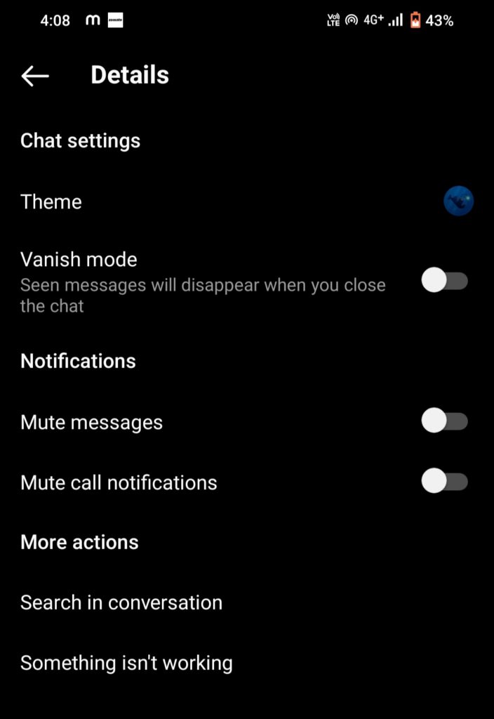 Chat settings - how to change chat theme in Instagram