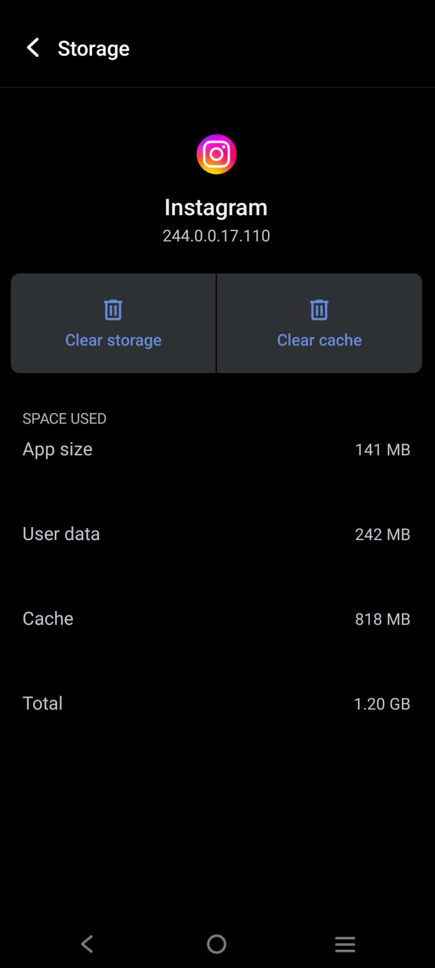 Clear Instagram cache