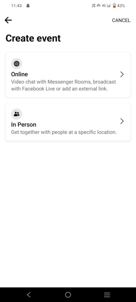 Creating Facebook event 