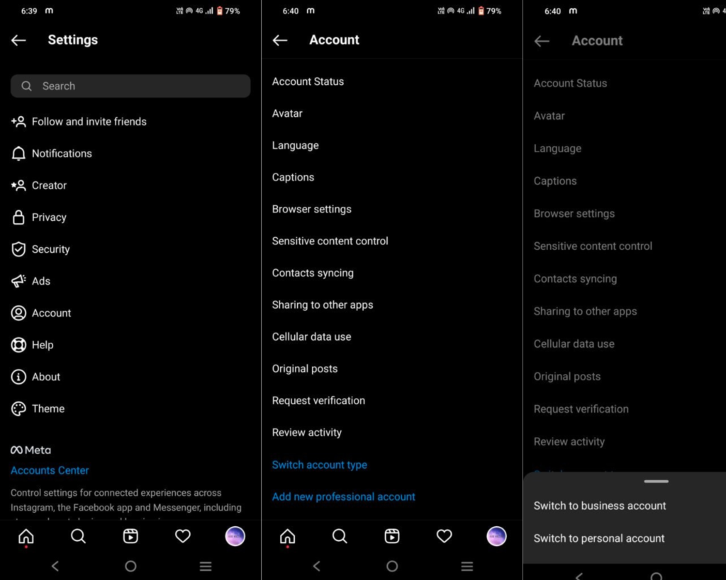 How to switch to a personal account on Instagram