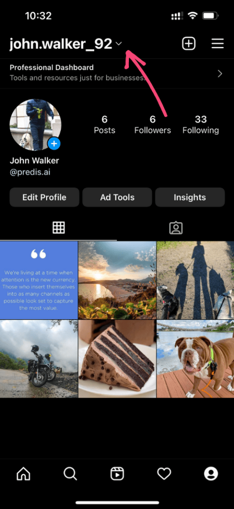 instagram profile page iphone