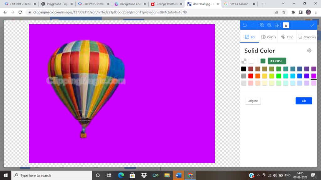 Background color changing through Clipping Magic