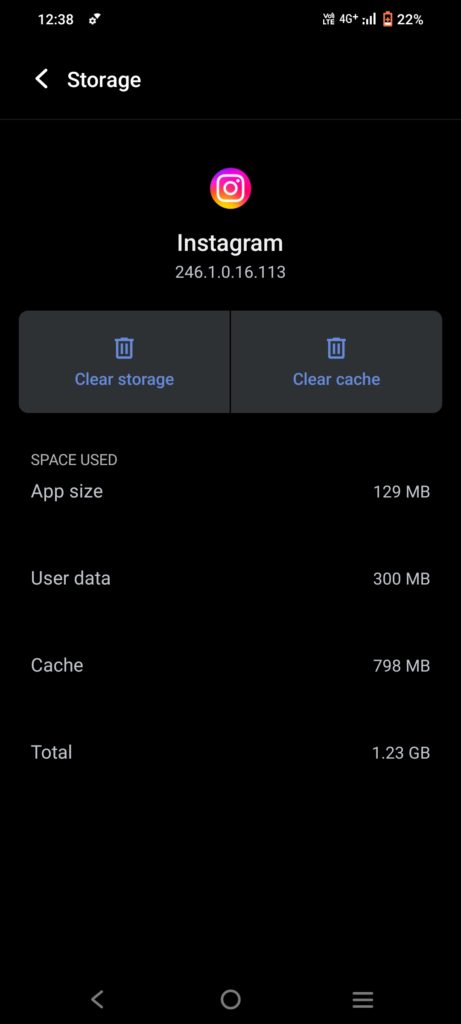 clear Instagram cache