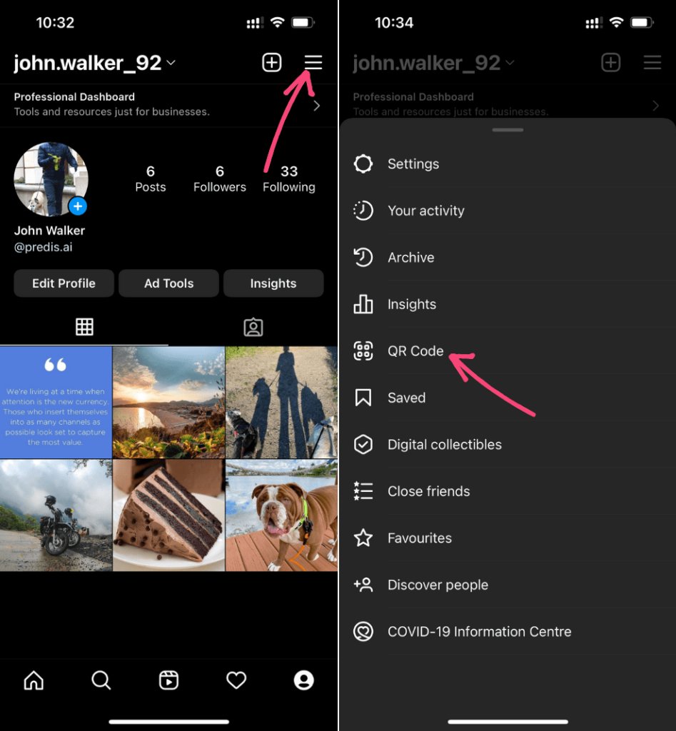 Share Instagram Profile Using QR Code