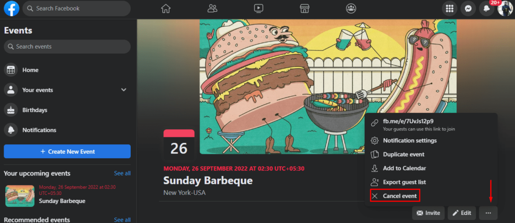 Cancel Facebook Event