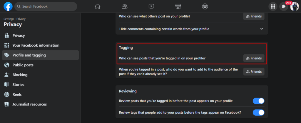 Hide tags on Facebook  with Tagging option