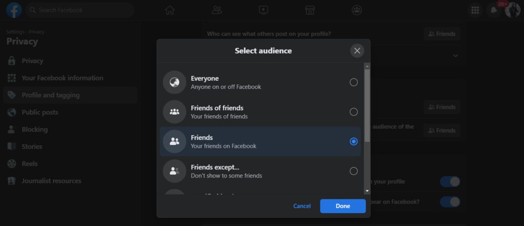 select audience who can see posts you are tagged in Facebook