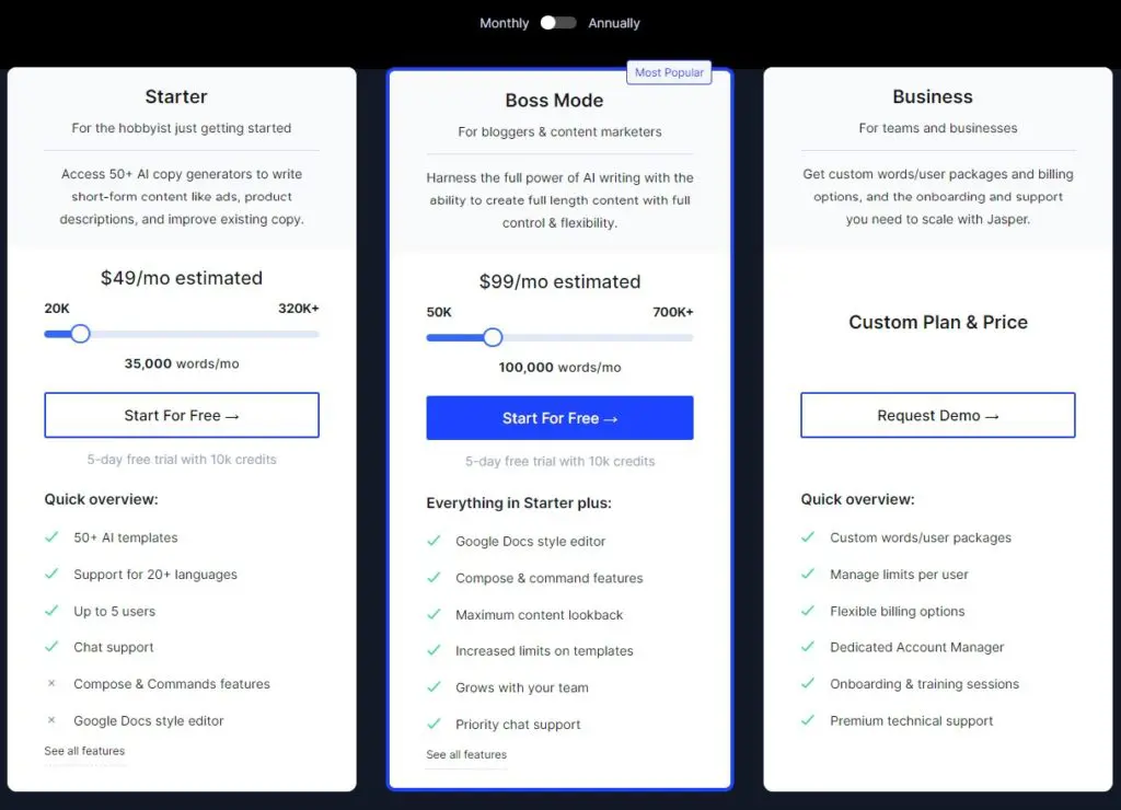 jasper.ai pricing