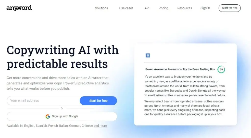 anyword AI tool