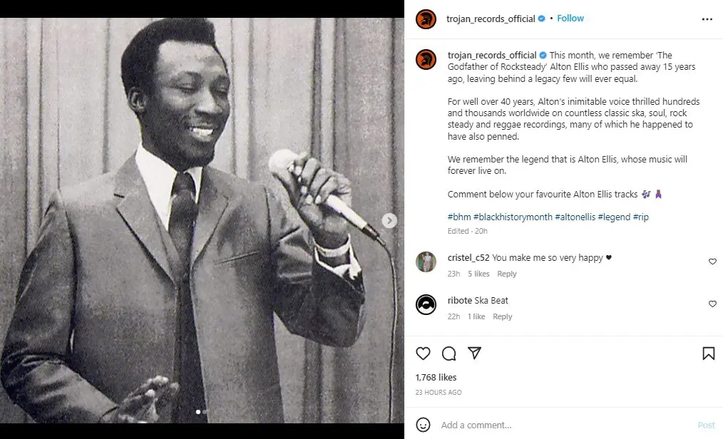 Example of post using a #blackhistorymonth hashtag