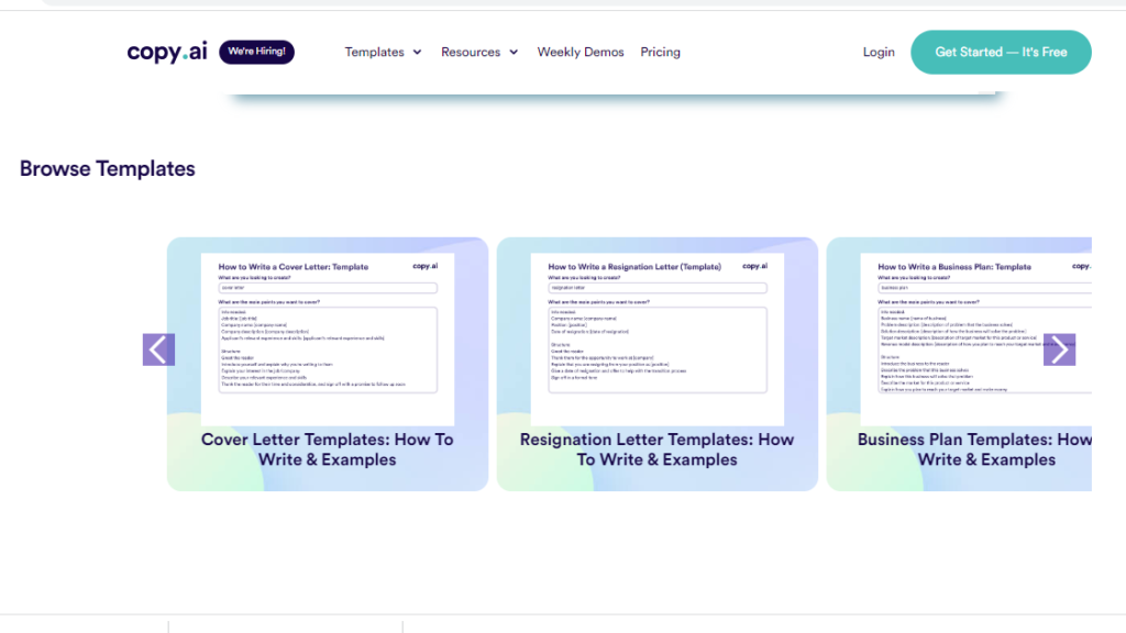 Copy.ai templates