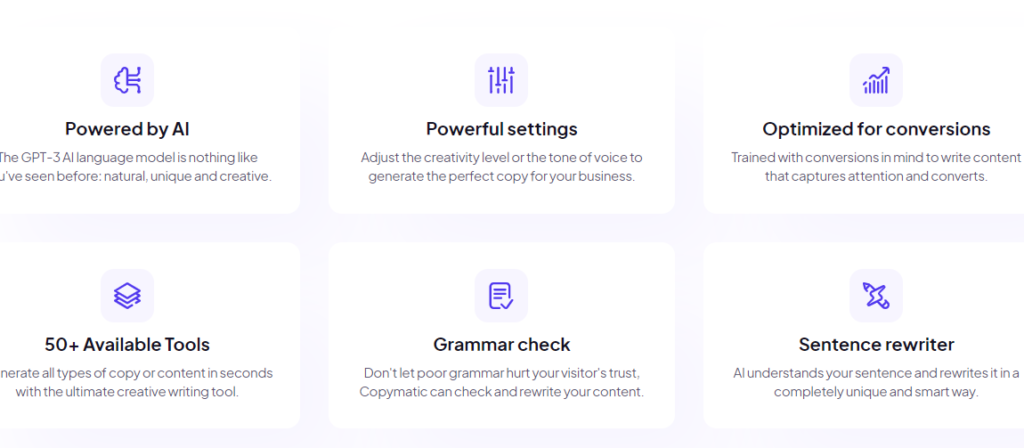Copymatic.ai features