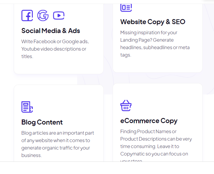 Copymatic.ai vs Heyfriday.ai - copymatic templates